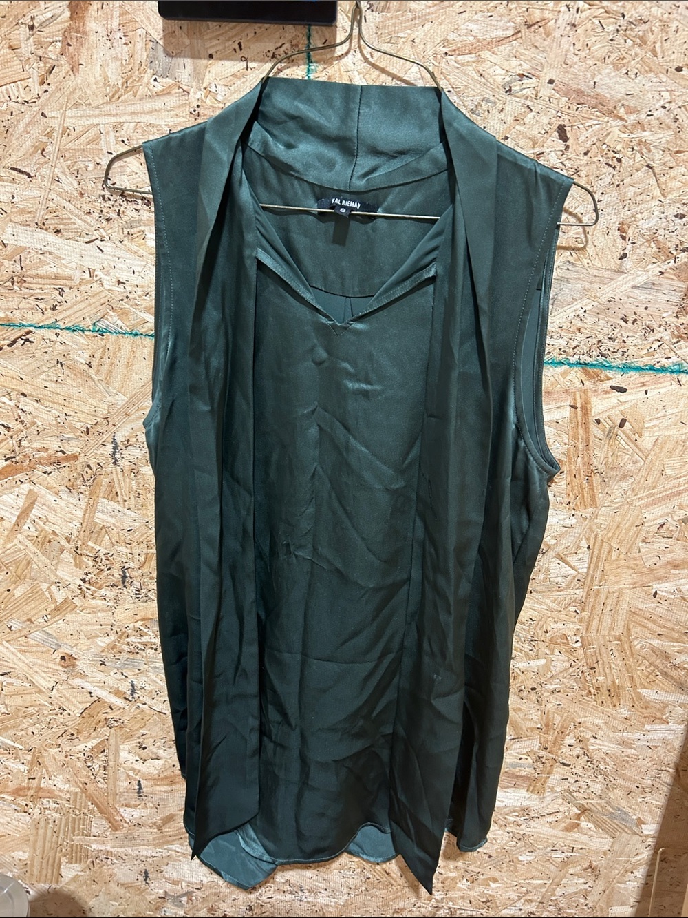 Tahari Forest Green Sleeveless Draped V-Neck Camisole
